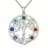 Pendentif Colliers 7Chakra Tree of Life Collier multicolore naturel gemme pour femmes filles yoga guérison pierre énergie fête bijoux