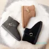 Short Mini women Ankle snow boots warm plush boot casual shoes man womens Genuine Leather Booties multiple colour