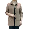 Women's Jackets Women Coat Stylish Middle-aged Cardigan Jacket Loose Fit Turn-down Collar Solid For Mothers Mother