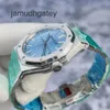 AP Swiss Relógio de luxo Royal Oak Series 15550st Ice Blue Dial 50º aniversário comemorativo com calendário de três pinos Relógio mecânico automático 22 Complete S T8TR