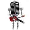 Microphone Robot Desk Lamp With Guitar Metal Iron Art Desktop Light Home Bedroom Lighting Decor Yellow