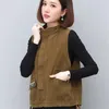 Kamizelki damskie splatanie luźnej kamizelki kamizelki kamizelki żeńska vintage Korea Fashion Shlee Bez rękawów stojak stojak stały kolor