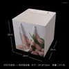 Gift Wrap 28x28x28cm Mother's Day Flower Boxy Box Printed Tulip Carnation Bags Square Large White Cardboard Bouquet Rope Handle Bag