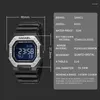 Relógios de pulso moda smael top marca led digital eletrônico cronômetro 50m impermeável rectanle clocke 8059 relógios de pulso esportivos masculinos