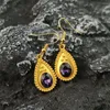 Dangle Earrings US TV Drama Alicent Hightower Protagonist Cosplay Water Drop Earring Gold Color Inlaid Purple Crystal Jewelry For Women Fans