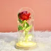 장식용 꽃 아름다운 배터리 구동 LED 장미 유리 병 끈 빛의 생일 선물 홈 장식 책상 램프 로맨틱