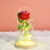 Fiori decorativi Bellissimo LED alimentato a batteria Bottiglia di vetro rosa String Light Regalo di compleanno Decorazione domestica Lampada da scrivania Romantica