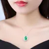 Anster 7.056ct Big Green Stone Emerald Pendant 9K Gold Plated Necklace For Men Women