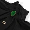 Women's Blouses Women's Shirt 2023 Green Gem Button Loose Stand Collar Long-Sleeved Fashion