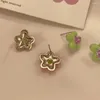 Boucles d'oreilles en forme de cœur en strass pour femmes, bijoux à l'huile en émail, petite fleur, cadeaux de fête