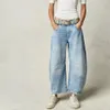 Damesbroek Capri Damesbroek Vintage Mid Taille Jeans Wide Leg Loose Boyfriend Denim Cropped Straight Rise Y2k Barrel 231116