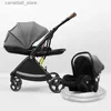 Strollers# 3 in 1 baby stroller Newborn Baby Carriage High Landscape four wheels stroller Folding shock absorption baby accessories Q231116