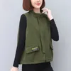 Kamizelki damskie splatanie luźnej kamizelki kamizelki kamizelki żeńska vintage Korea Fashion Shlee Bez rękawów stojak stojak stały kolor