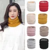 Scarves Outdoor Thick Warm Neck Warmer Solid Knitted Korean Style Snood Scarf Wool Women'S Winter Running Riding Windproof