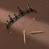 Fermagli per capelli Una classica tiara gotica di colore nero piena di atmosfera oscura progettata per la festa di compleanno delle donne (con due clip)