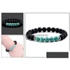 Urok bransoletki naturalne wulkaniczne kamienne bransoletki urok Kobiety Chakra Nce Beads Men Black Lava Turquoises Strand Bolek Drop dostawa je dh1qn