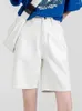 Short femme été blanc Denim femmes décontracté taille haute droite Baggy Jean Y2K Streetwear jambe large jean court pour 2023