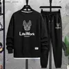 Herrspåriga koreanska lyxmode livsarbeten Men's Sportswear Set 2023 Ny långärmad avslappnad jogging sportkläder Sweatshirt+långa byxor för män Q231117