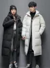 Mäns ner parkas herrkvinnor vinterjacka lång tjockare kappa med en huva rak kvalitet ytterkläder koreanska parets modeparkas 231116