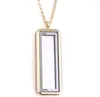 Pendant Necklaces 1PCS/lot Plain Rectangle Floating Locket With Necklace Chains Glass Memory Living Charms For Women Gift Jewelry