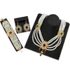 Наборы свадебных украшений Neovisson, 18-каратное золото, Марокко, роскошное ожерелье с жемчугом и бисером, серьги, браслет для женщин 231116