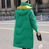 Casacos de Trench das Mulheres Com Capuz Patchwork Cor Mulheres Casaco Longo 2023 Moda Inverno Elegante Dois Lados Vestindo Parkas Feminino Solto Casual Quente