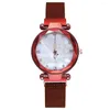 Montres-bracelets Montre haut de gamme Dames Vibrant Réseau Maille rouge avec tendance Quartz 2 Rupees Articles Reloj Para Mujer