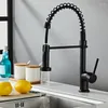 Kitchen Faucets Matte Black Faucet Deck Mounted Mixer Tap 360 Degree Rotation Stream Sprayer Nozzle Sink Cold Taps CL-256