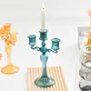 3 Ramiona Kryształowe Stożki Świece Glass Candelabras Weddings Table Centerpieces Dekoracja