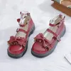 Robe chaussures japonais doux lolita rose blanc rouge noir arc harajuku talons femmes mignon coréen tête ronde kawaii