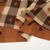 Lenços coração xadrez impresso listrado imitação cashmere inverno quente cachecol para homens mulheres elegante retro clássico xale acessório presente