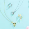 Anhänger Halsketten Europäischen und Amerikanischen Edelstahl Schmetterling Ohrringe Kette Set Für Frauen