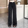 Damen-Hosen, Caprihosen, Designer-Luxus, CE, Eisseide, Chiffon, weites Bein, Sommer, hohe Taille, schmal, schwarz, lässig, kleine Figur, Tropfen, Boden, ziehend, TILV