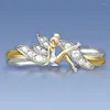 Cluster Rings Fantasy Flower Fairy Ladies Ring Gold Elf Color Separation Elegant Fashion Jewelry Exquisite Romantic Luxury Gift