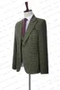 Abiti da uomo 2023 Arrivo Estate Abito da uomo Lino Puntini verdi Moda Casual Smoking da sposa Slim Fit Blazer da lavoro Giacca da ballo Cappotto