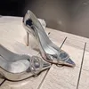 Chaussures habillées printemps et été pointu bouche peu profonde bouton strass simple mince talons hauts Banquet petite taille chaussure pour femme