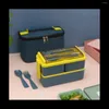 Serviesgoed dubbellaags draagbare lunchbox voor kinderen met vork en lepel Magnetron Bento Boxen Set opslagcontainer