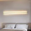 Wall Lamp Modern LED Black Gold White Metal Long Strip Lights Dimming Switch For Bedroom Bedside Sconces Parlor Aisle Bathroom