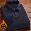 Suéter masculino pulôver com gola polo camisas de manga comprida roupas vintage inteligente casual de malha de lã quente blusa fria 231116