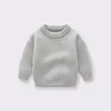 Pullover Baby Sweaters Autumn Winter Solid Color Sticked Tweater For Toddler Loose Round Neck Kids Outwear kläder 231115