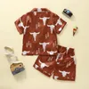 Clothing Sets Summer Toddler Baby Girl Boys Pajamas Satin Set Short Sleeve Button-Up Shirt Shorts 2PC Outfits