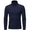 Men's T Shirts 2023 Autumn Winter High Collar Design Men's Simple Solid Color Long Sleeve T-shirt