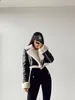 Women's Jackets Women Thickness Faux Leather Fur Sheepskin Jacket 2023 Autumn Winter Thick Warm Coat Front Zipper Lapel Neck Long Sleeve