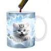 Mugs Cat Coffee Portable Leak-Proof Cups Decorative 3D Effect Ceramic Tea for Home Kitchen Accessories