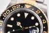 Clean 116713 Luxury Watch Greenwich Coke Circle GMT II 40mm 3186 Mechanical Movement 904L Rostfritt stål Intergold Black Dial 72-timmars lagring av kinetisk energi