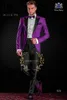 Ternos masculinos Blazers Szmanlizi Trajes masculinos italiano Slim Fit Gold Satin Smoking Groom One Button Mens/Party Wedding for Men