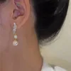 Stud clásico elegante imitación doble perla cuelga los pendientes para las mujeres cristal largo borla gota pendiente joyería de boda regalos 231116