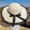 Wide Brim Hats Chapeaux de seau noeud papillon à Large bord Protection solaire Version coréenne été Str chapeau mode ombre grand bord chapeau d'été femmes casquette YQ231116