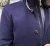 Мужские куртки Loro Piano, зимние кашемировые пальто с мехом нутрии, толстые теплые темно-синие пальто