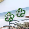 Stud Earrings Hollow Out Metal Enamel Flower Women's High Sense Retro French Oil Dripping Petal Ornaments